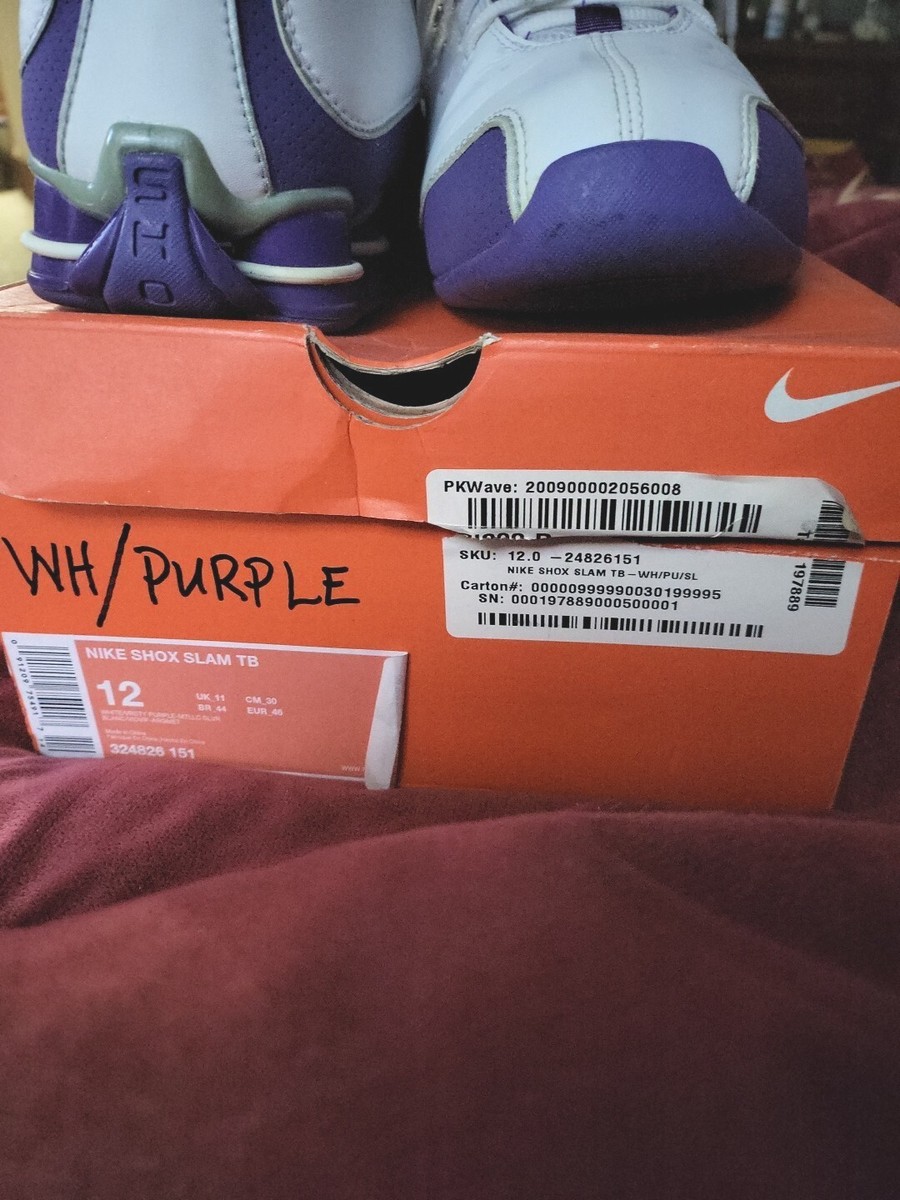 Nike Shox Slam TB Purple and White Hightops Shoes 324826-151 Size