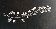 6-7 Inch Hair Vine Swarovski Crystals And Pearls Silver Plating