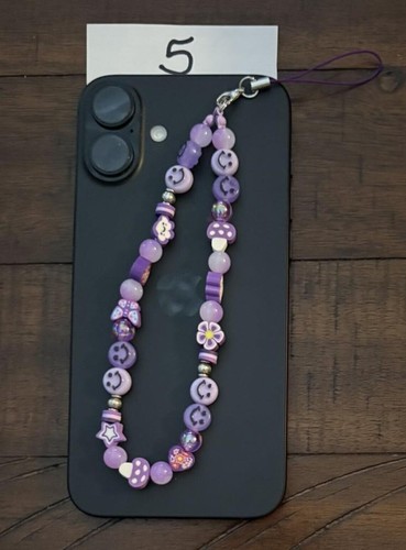 Beaded cell phone wristlet charms, fun, colorful, gifts for her - Picture 3 of 13