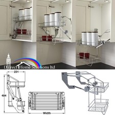 Pull Down Two Tier Wire Basket Gas Spring Operated Shelves 500mm / 600mm Cabinet