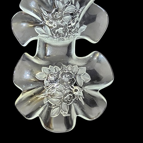 Vintage Mikasa Bianca Double Frosted Embossed Floral Candy Nut Dish Bowl Footed - Picture 4 of 8