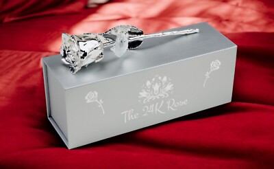 100% Real Rose Plated with Silver, Short Stem 7 inches, Anniversary, Wedding