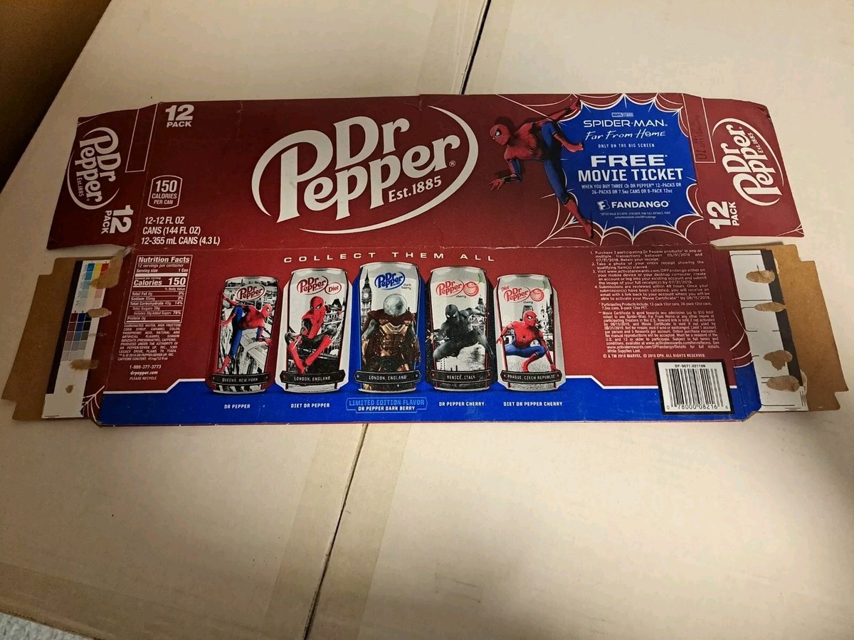 Spider-Man: Far From Home 2019 Dr. Pepper 12 oz Can 12-Pack Box Dr