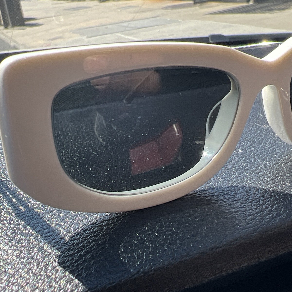 Prada Sunglasses SPR14Y 142-5S0 White Silver Square Frames with Dark Gray Lenses Prada - PR 14YS Sunglasses | Specs Collective main image 4