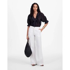 NWT Madewell Zoe Relaxed Wide Leg Pants Womens 12 White 100% Linen NV126 Coastal