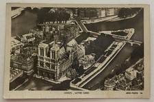 1931 Paris France RPPC Notre Dame Cathedral Aerial View Exposition Postcard