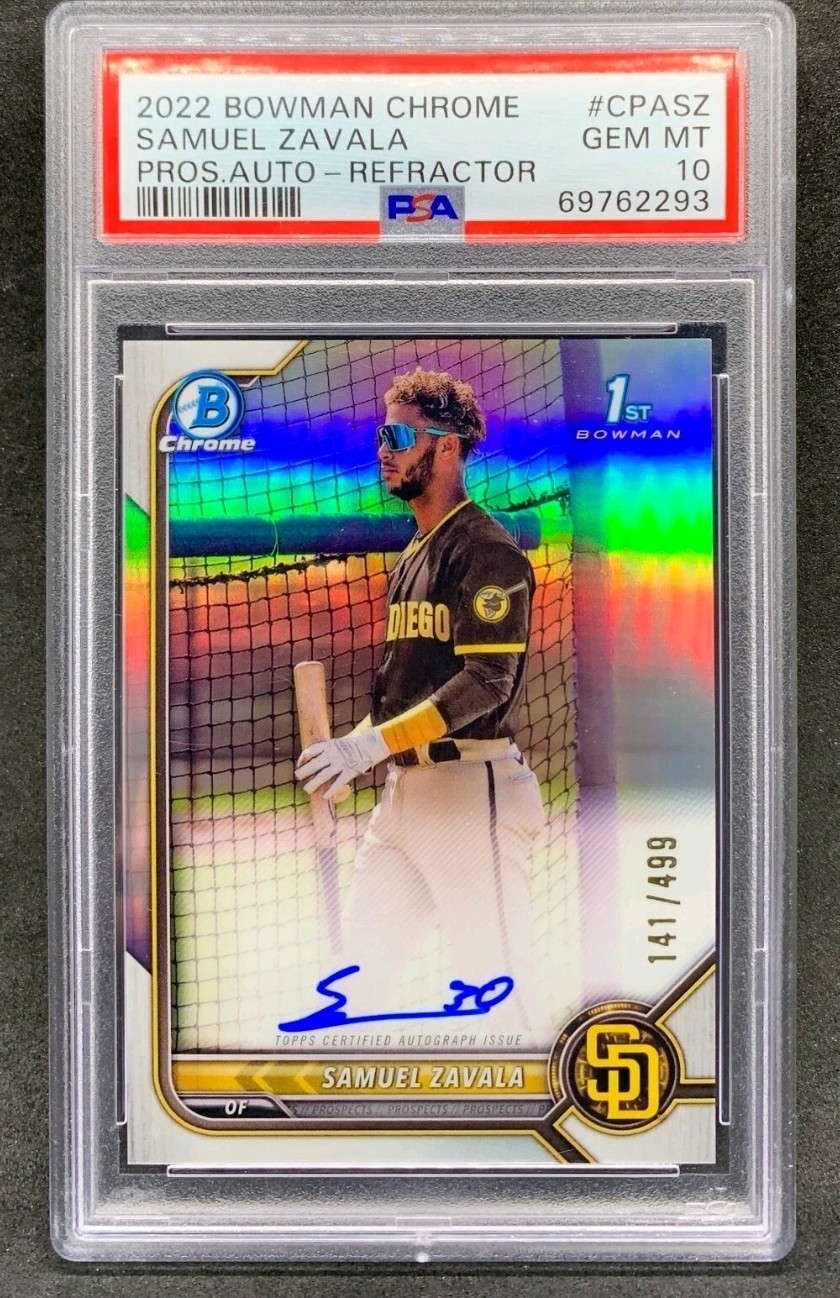 2022 Bowman Chrome SAMUEL ZAVALA Refractor 1st Auto SP /499 Gem Mint PSA 10