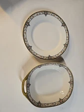 THEODORE HAVILAND LIMOGES FRANCE TROY 9" SERVING BOWL W/HANDLE & 7 1/2" SALAD...