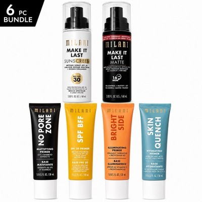 Milani Makeup Bundle Primer Set SPF BFF Bright Side Skin Quench + Make It Last