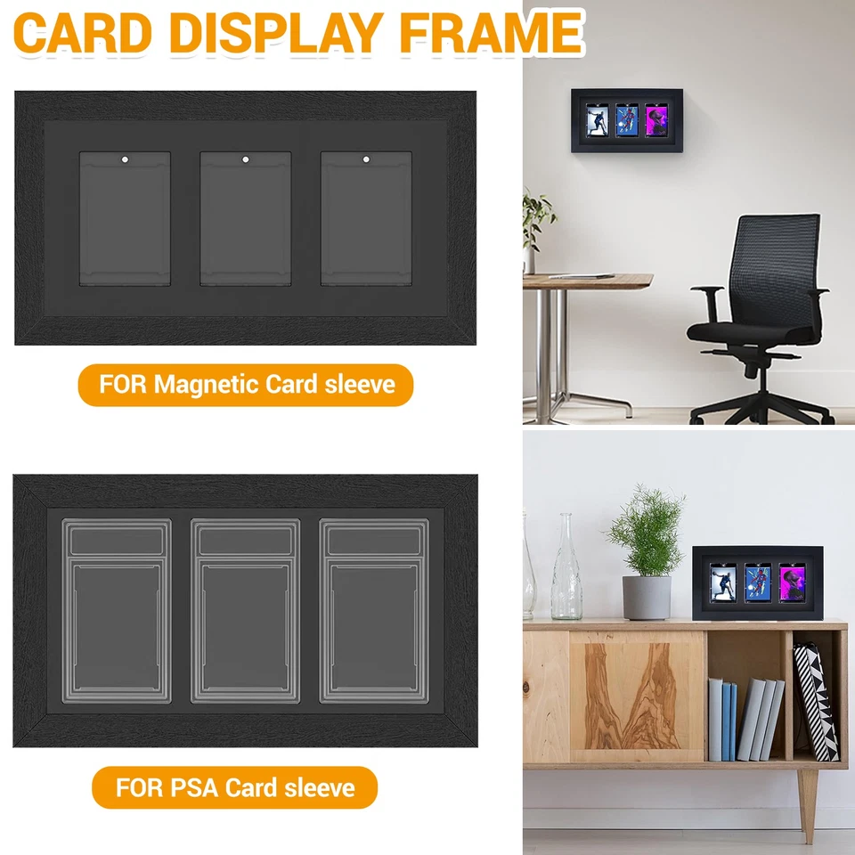 3 Grids For PSA Card Magnetic Card Frame Wall Mount Trading Card Display Case