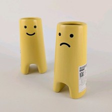 Ikea Frovaxt Mood Reflecting Vase Decor 5 &frac12;" Stoneware Yellow Sad Happy