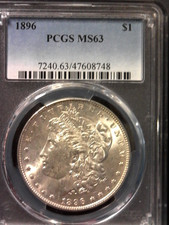 1896 P Morgan Dollar PCGS MS63 UNCIRCULATED BETTER DATE $1 Coin BUY IT NOW!