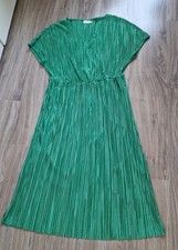 Kaffe Plissee Kleid Gr.  XL / 42 - 44 smaragdgrün festlich Midi Wickeloptik
