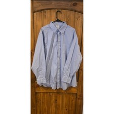 Brooks Brothers Button Down Mens 18-35 Blue Excellent Regent Non-Iron Striped