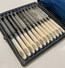Antique French Silver Collar Butter Knives Beautiful Ornate Belle Epoque Paris