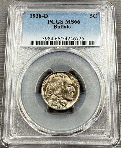 1938-D Buffalo Nickel 5c - PCGS MS66 - Strong Strike Choice PQ