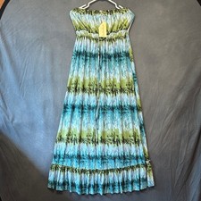 Cristina Love Aqua Blue Green Strapless Maxi Dress XL NWT Boho Resort Festival