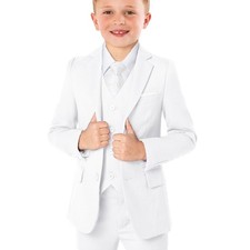 Boys White 5 Piece Formal Suit Set Jacket Vest Pants Shirt Tie Size 14Y