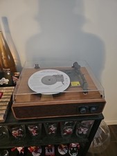 Vinyl Record Player Vintage 3 Speed Turntable Bluetooth with Upgraded Speakers,