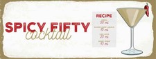 Holzschild 10x27 cm Spicy Fifty Cocktail Recipe Essen Trinken Deko Geschenk Holz