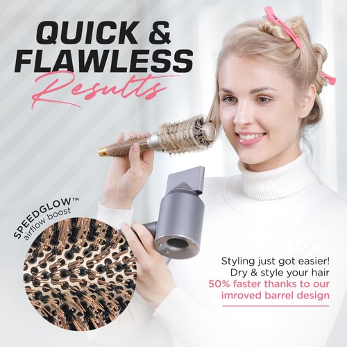 Small Round Brush for Blow Drying with Natural Boar Bristle, Hair Styling, Dr... - Picture 6 of 8