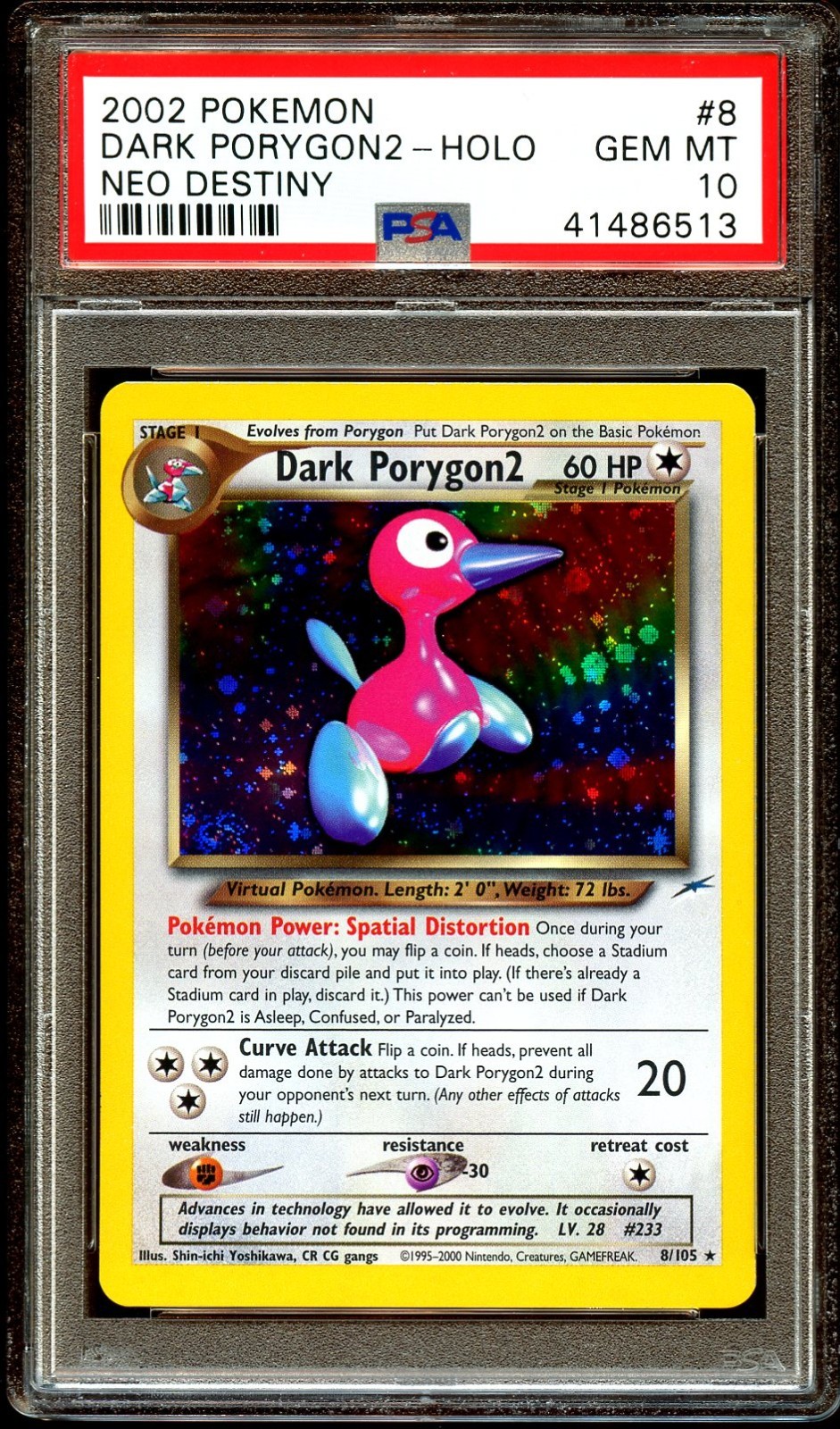 PSA 10 GEM MINT Dark Porygon2 8/105 HOLO Neo Destiny RARE Pokemon Card