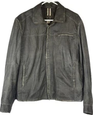 Gimo’s Gray Leather Jacket Distressed Made In Italy Lightweight (1.5 Lbs)