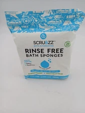 Scrubzz Rinse Free Bath Sponges 25 Pack Bath Alternative Just Add Water Sealed