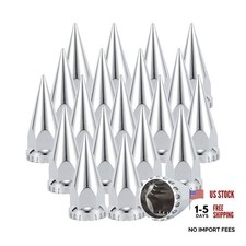 Lug Nut Covers 33mm 4-3/4" Spike Push-on Nut Covers ABS 20 Pack Silver-4 3/4"
