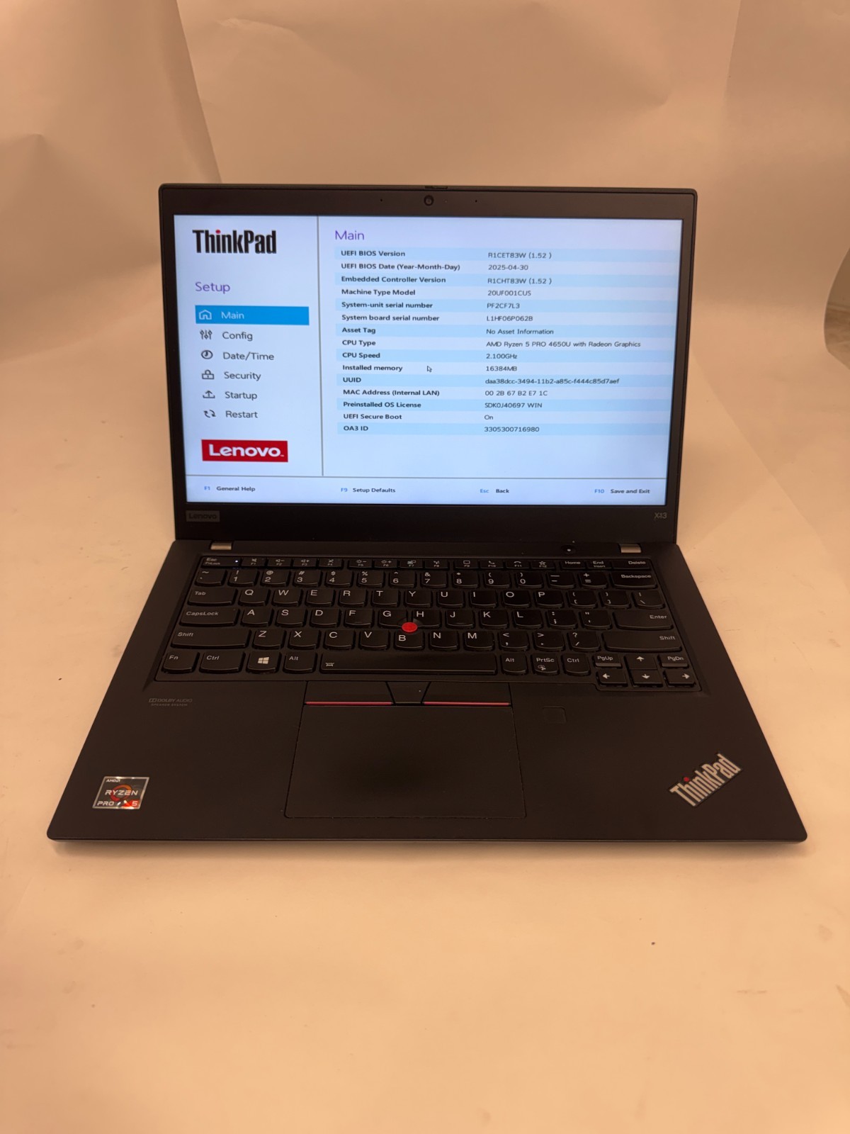 Lenovo ThinkPad X13 | Ryzen 5 Pro 4650U | 16GB RAM | NO SSD | Loose USB-C Port