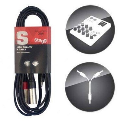 Stagg 3 Meter Hochwertiges Audio Y Splitter Kabel 3,5 mm Mini Klinke auf Stecker XLR x2