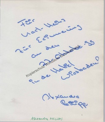 Original Autogramm Alexandra Philipps Miss Germany 1999 /// Autograph signiert s