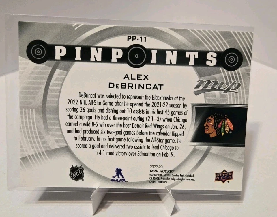 2022-23 Upper Deck MVP #PP-11 Alex DeBrincat Pinpoints Chicago Blackhawks - Image 2 of 2