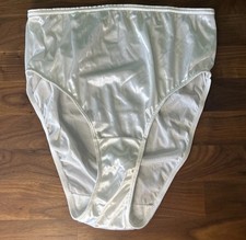 Vtg Layne Bryant Cacique Second Skin Liquid Satin Hi-Cut Panties 14/16 White