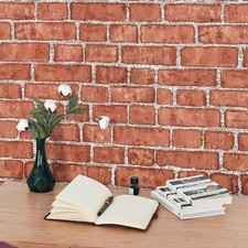 Naphite Red Brick Peel and Stick Wallpaper 3D Faux 17.7" x 78.7", 
