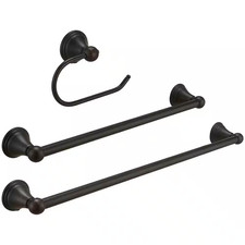 3-Piece Bath Hardware Set Accessories 18,24 in . Towel Bars and Toilet Paper Hol