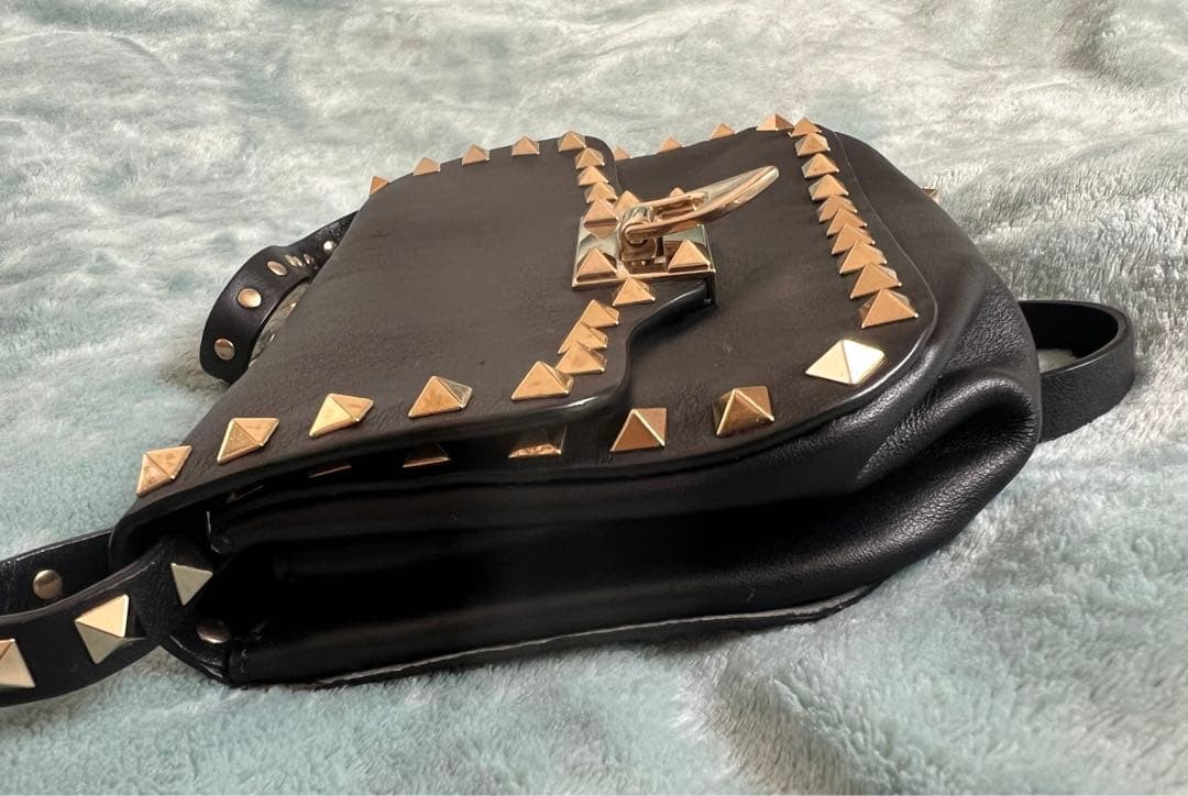 Valentino Garavani Rockstud Mini Shoulder Bag Black Leather Used Japan thumbnail 5