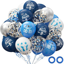 2026 Graduation Party Decorations, 70Pcs Grad Balloons Blue and White Graduation