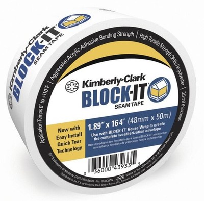 Kimberly-Clark Block-It Seam Tape 1.89'' x 164' White Building Wrap Tape 43933