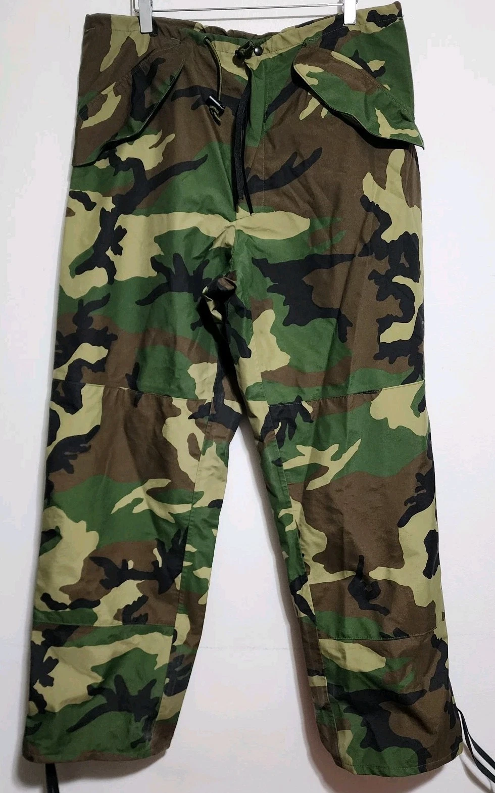 Vintage Military Woodland Camouflage Waterproof Rain Pants GORETEX Medium Long
