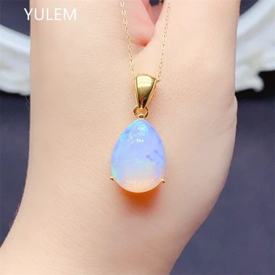 Natürlicher Feueropal Birnenform Anhänger 10x14mm, Feueropal Halskette für Damen