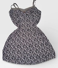 Vintage silky mini lace trim  Babydoll Slip Dress grey pink  size XXL Y2K 