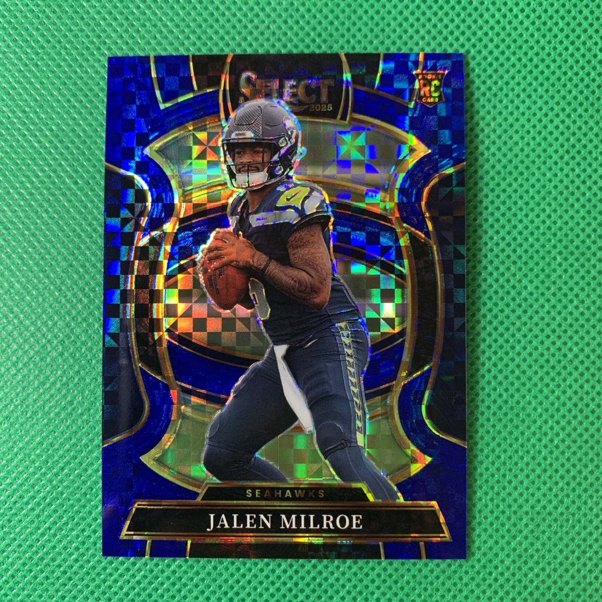 2025 Panini Select Blue Checkerboard Jalen Milroe #14 Seahawks