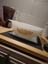 Vtg Glasbake Jewel Tea Autumn Leaf  Mixing Bowl 4 Set 2357-2354 Beautiful Set