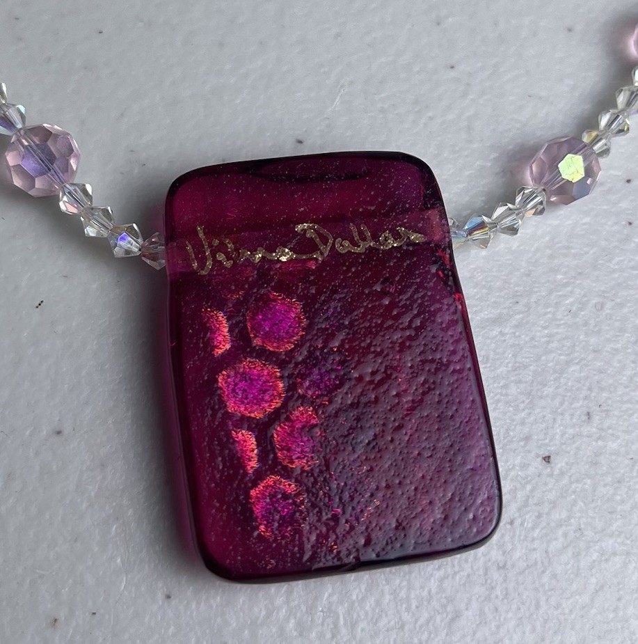 Artisan Signed Dichroic Glass Rectangle Pendant N… - image 6