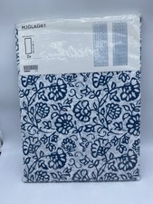 IKEA Mjolkort 57"x98" Blue White Floral Print Polyester Blend Curtain Panels Set