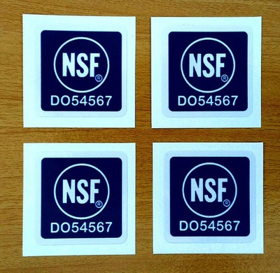 4 NSF Food Water Building Restaurant Electric 1x1  Vinyl Stickers & Free US Flag