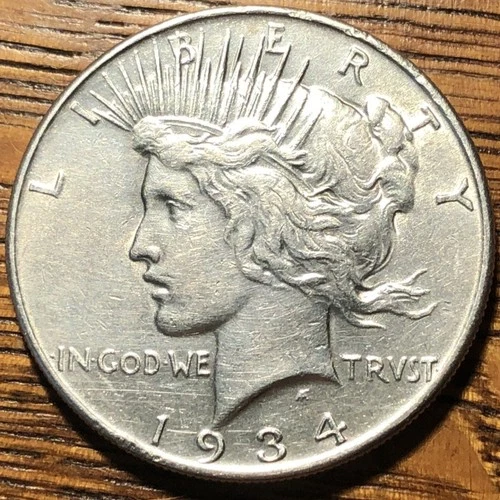 1934 P Peace Silver Dollar $1 - Nice AU Quality - Rare Low Mintage