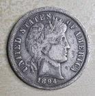1894 P Barber Dime Silver 10c VF Very Fine Almost XF Key Date
