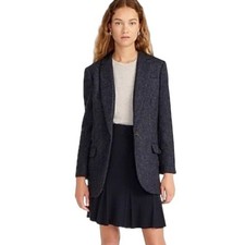 J. Crew Womens Alfie Blazer in Navy English Wool Herringbone Size 6